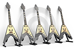 Set of electric acoustic guitar isolated on white background.
