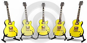 Set of electric acoustic guitar isolated on white background.