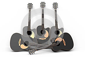 Set of electric acoustic guitar isolated on white background.