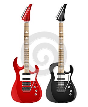 Set of electric guitars isolated