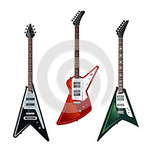 Set of electric guitars or musical instruments