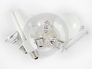 Set of electric light bulbs photo