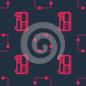 Set Electrical measuring instruments and Electric circuit scheme on seamless pattern. Vector