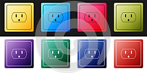 Set Electrical outlet in the USA icon isolated on black and white background. Power socket. Vector