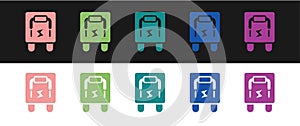 Set Electrical panel icon isolated on black and white background. Switch lever. Vector
