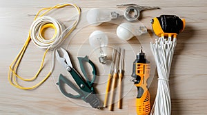 The set of electrical tools. AI generated