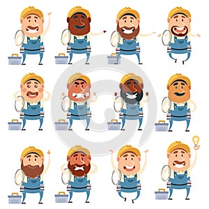 Set of electrician flat icons