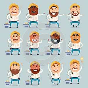 Set of electrician flat icons