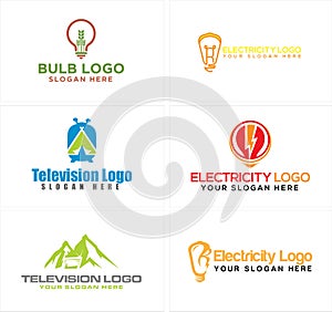 A set of electricity power light television logo design