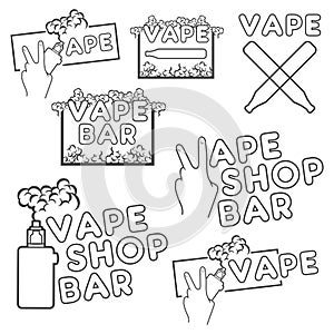 A set of electronic cigarette logos