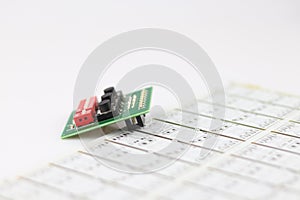 Set of electronic components isolated on white background.