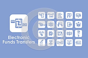 Set of electronic funds transfers simple icons