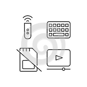 Set of electronic line icon design collection isolated
