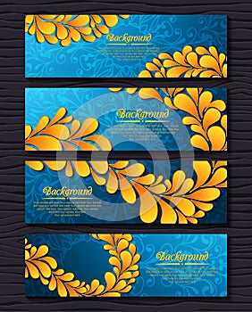 Set of elegant banners with golden royal ornament