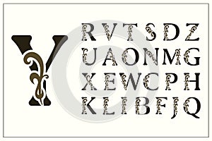 Set of Elegant Capital Letters. Vintage Logos. Filigree Monograms. Beautiful Collection. English Alphabet. Simple Drawn Emblems.