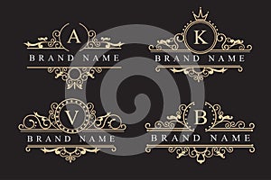 Set Elegant floral initials logo. Design templates vector illustration