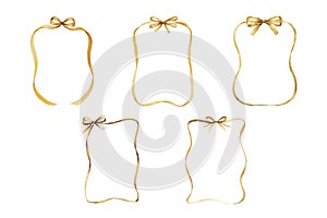 Elegant Gold Ribbon Frames With Bows Set â Luxury Watercolor Decorative Borders For Invitation Design