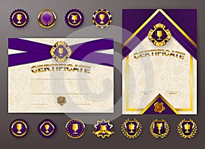 Set of elegant templates of certificate, diploma