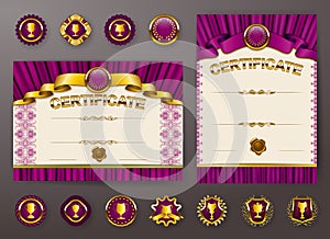 Set of elegant templates of certificate, diploma