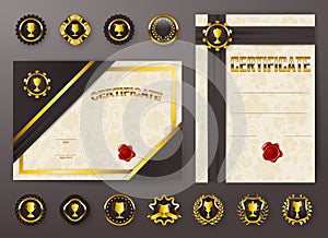 Set of elegant templates of certificate, diploma