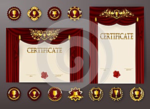 Set of elegant templates of certificate, diploma