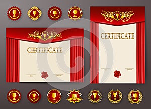 Set of elegant templates of certificate, diploma