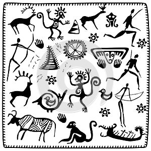 Set elements African petroglyph art