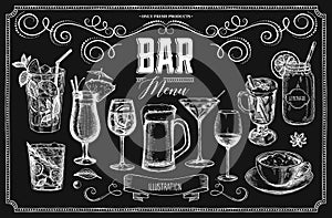 A set of elements drawn in vector for the design of the bar menu.