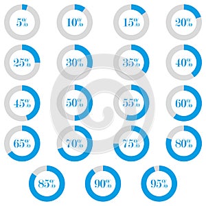 Set elements of infographics in pie charts. Vector illustration