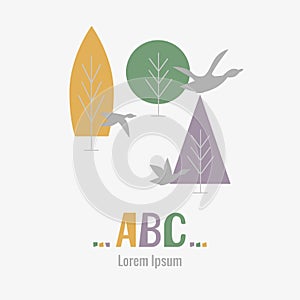 Set of elements for logo preservation of environment, nature, air, trees. Vector illustration for font design, advertising