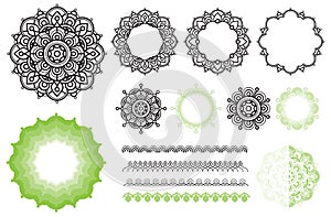 Set elements from mandala frames, brushes.