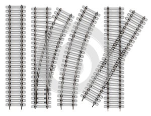 Set of Elements of rails isolated on white background