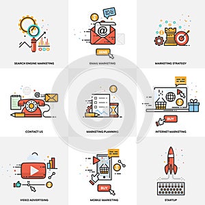 A set of elements for website design. Digital marketing. Vector illustration.