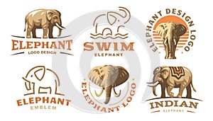 Set elephant logo - vector illustration, emblem