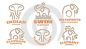 Set elephant logo - vector illustration, emblem