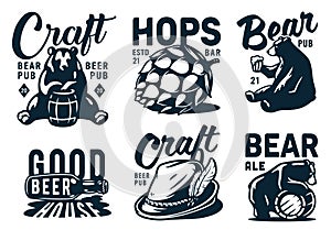 Set of emblem for craft beer bar or brewery pab