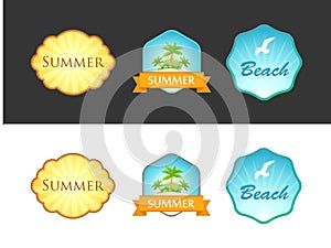 Set of Emblem with Summer Illustrations