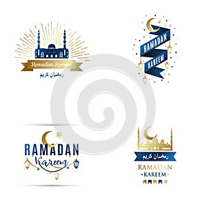 Set of emblems for islamic holy holiday Ramadan Kareem.