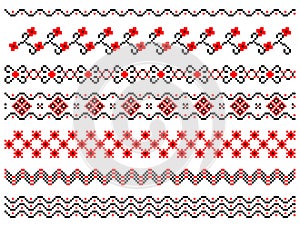 Set of embroidered lines