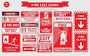 Set of emergency exit Sign