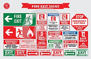 Set of emergency exit Sign