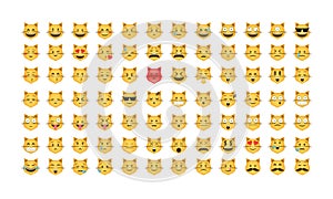 Set of Emoticon cat vector.
