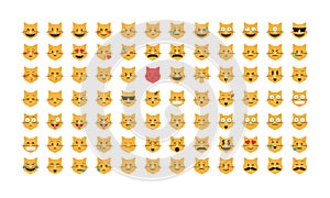 Set of Emoticon cat vector.