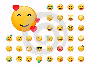Set of Emoticons. Emoji flat design, avatar. Vector illustration isolated on white background