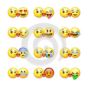 Set of emoticons, emoji isolated on white