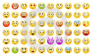 Set of Emoticons. Emoji. Smile icons. Isolated vector illustration on white background