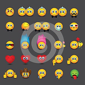 Set of emoticons - emoji - vector illustration