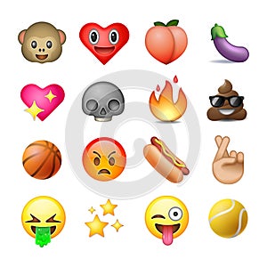 Set of emoticons, emoji, white background