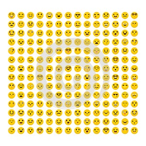 Set of emoticons. Flat design. Big collection with different expressions. Cute emoji icons. Avatars photo