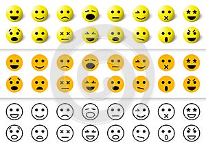 Set of emoticons icons, smile collection.